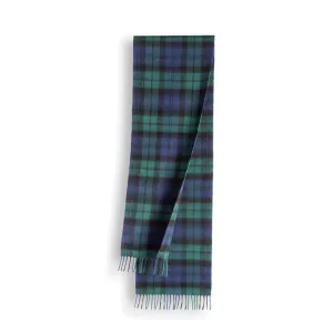 100% Wool Scarf Navy and Green Check