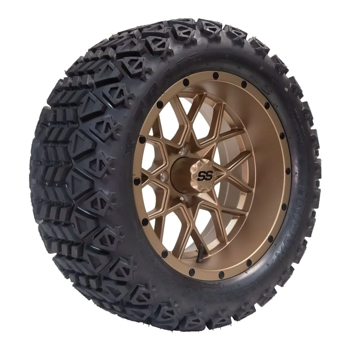 14" Matrix Matte Bronze Golf Cart Wheels and All Terrain / Off-Road Tires Combo - Set of 4