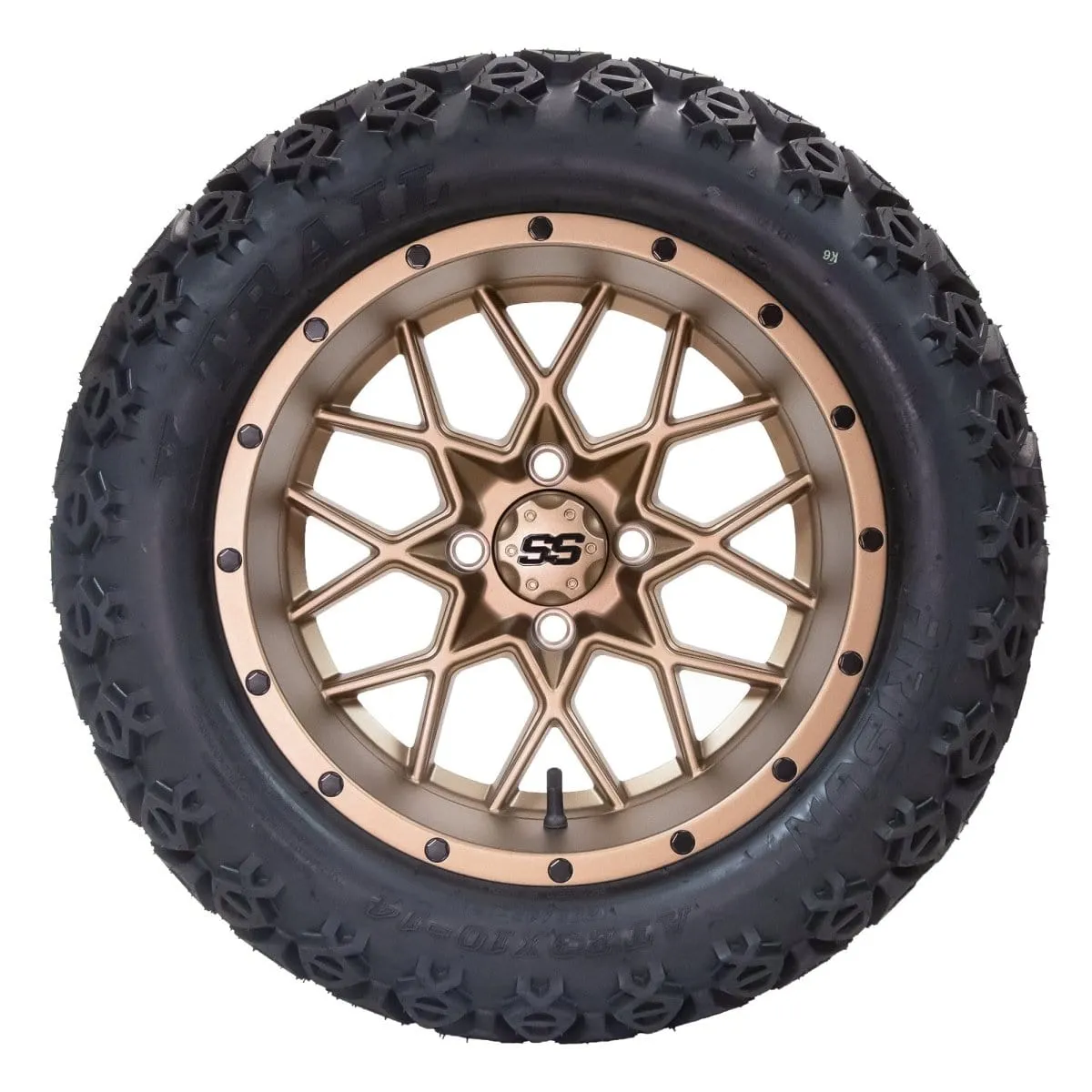 14" Matrix Matte Bronze Golf Cart Wheels and All Terrain / Off-Road Tires Combo - Set of 4