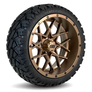 14" Matrix Matte Bronze Golf Cart Wheels and All Terrain / Off-Road Tires Combo - Set of 4