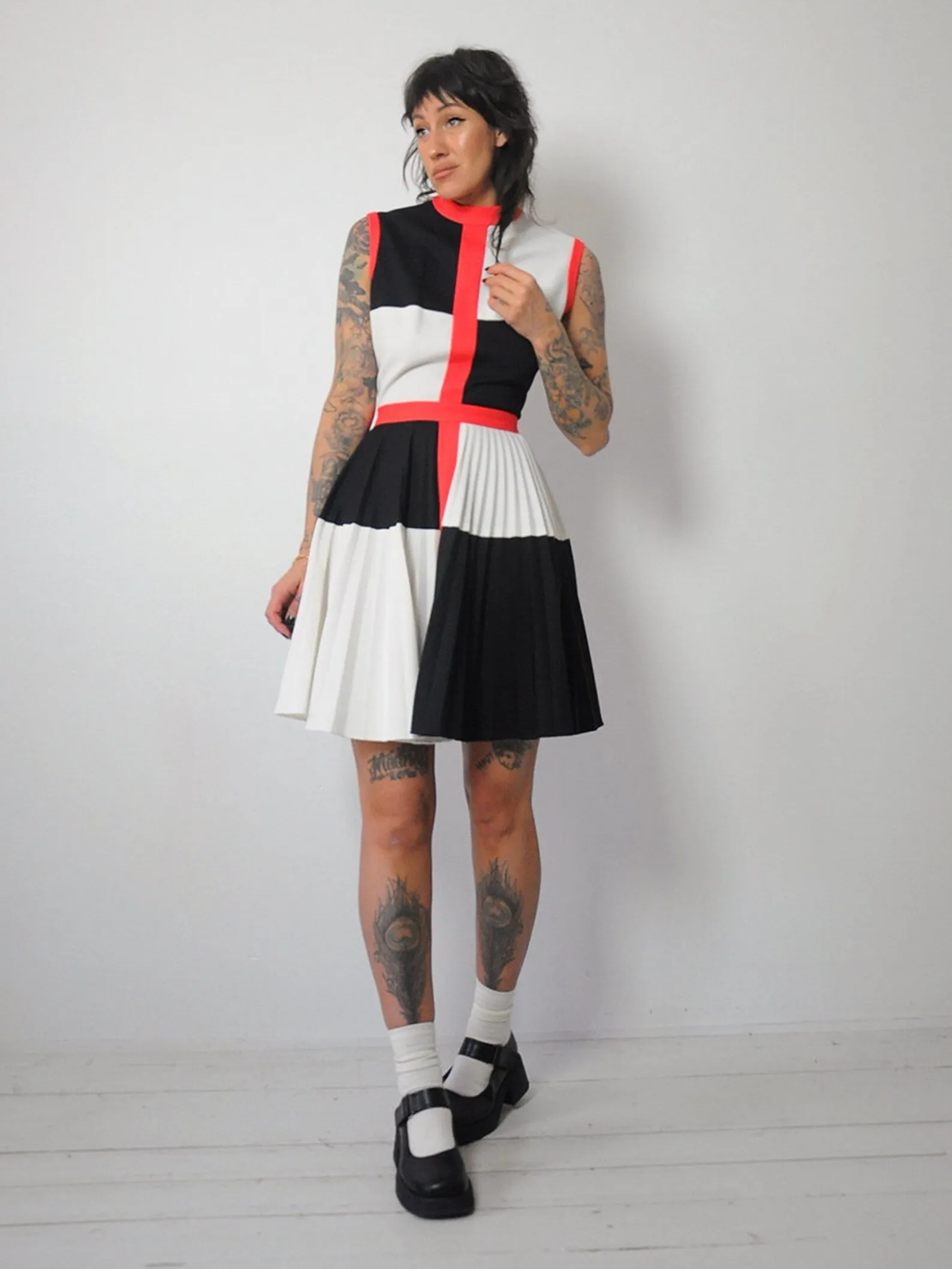 1960's Checkered Pleated Dress