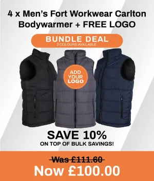 4 x Men's Fort Workwear Carlton Bodywarmer   FREE LOGO