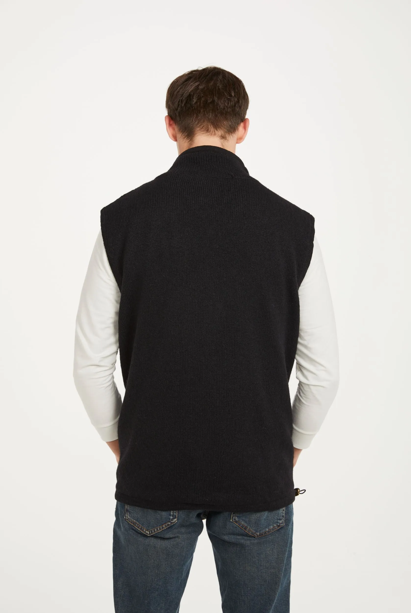 Aran Full Zip Fleece Gilet | Black