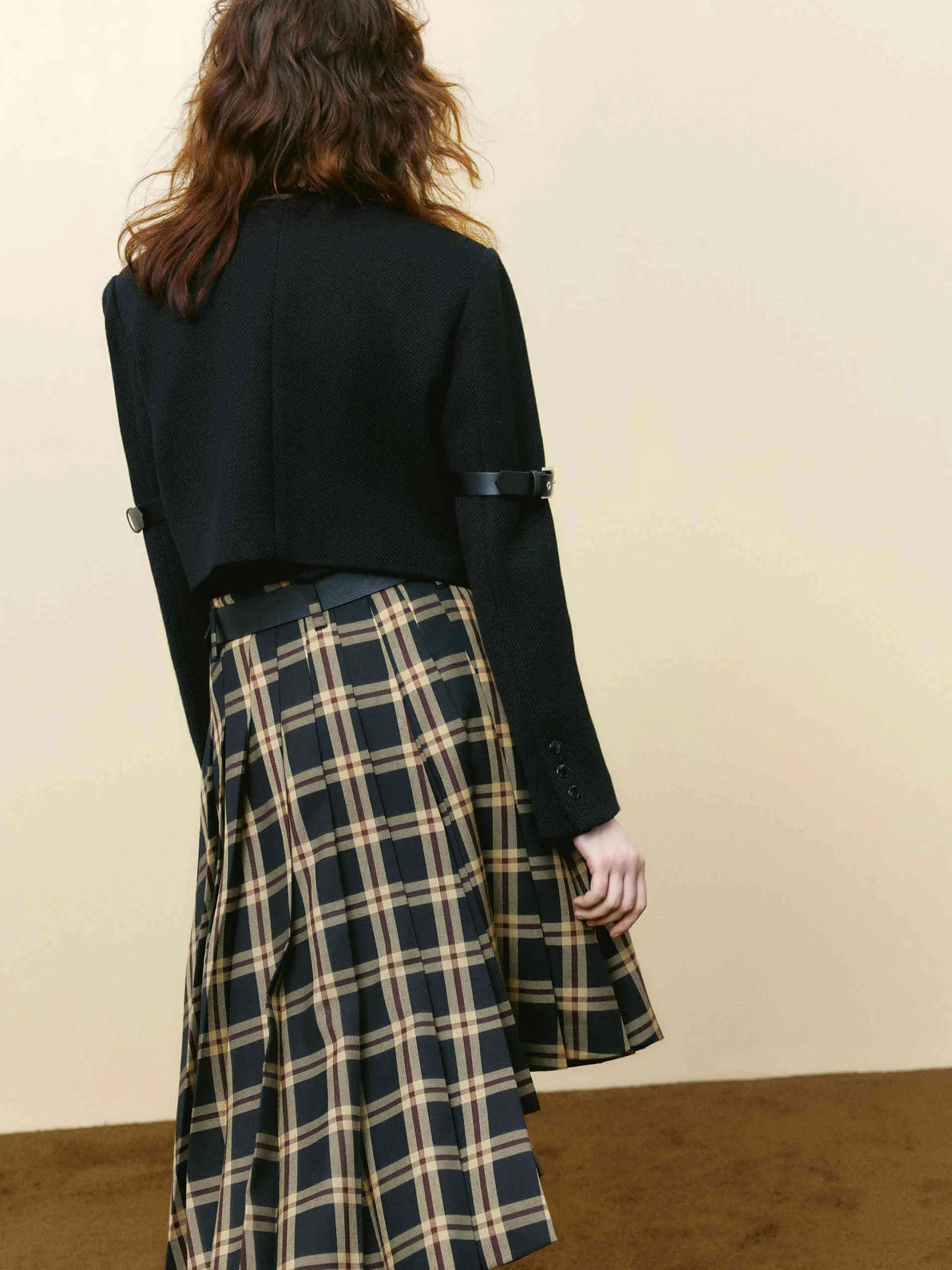 Asymmetric Plaid Skirt