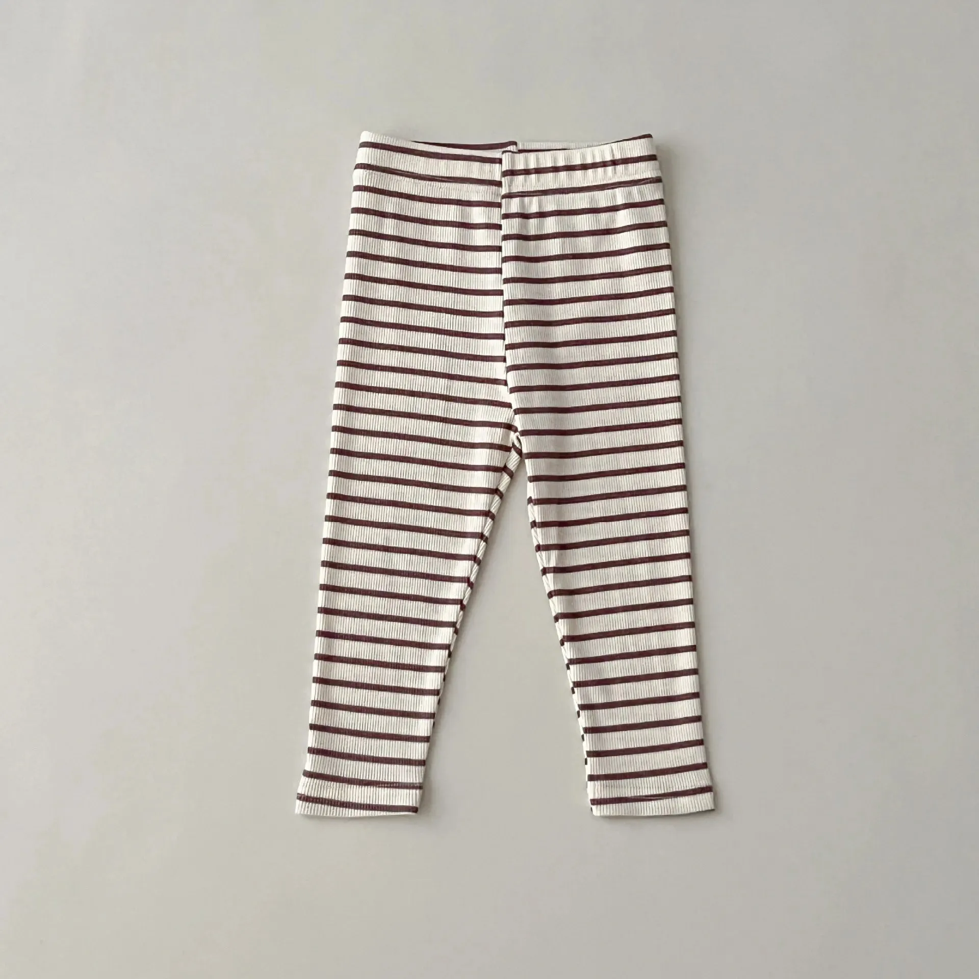 Autumn Ins Kids Clothes Girl Children Ribbed Solid Simple Leggings Boy Baby Striped Casual Pants Infant Cotton Homewear Trousers