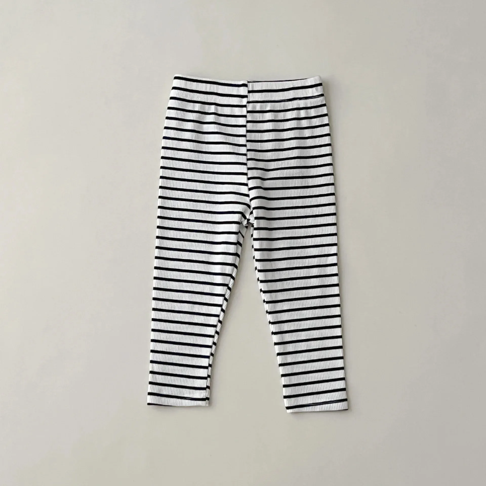 Autumn Ins Kids Clothes Girl Children Ribbed Solid Simple Leggings Boy Baby Striped Casual Pants Infant Cotton Homewear Trousers