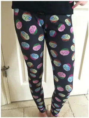 Black Cupcake Printed Leggings