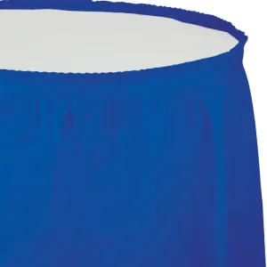 Bulk Cobalt Blue Plastic Tableskirt 29 inch x 14 ft (6 per Case)