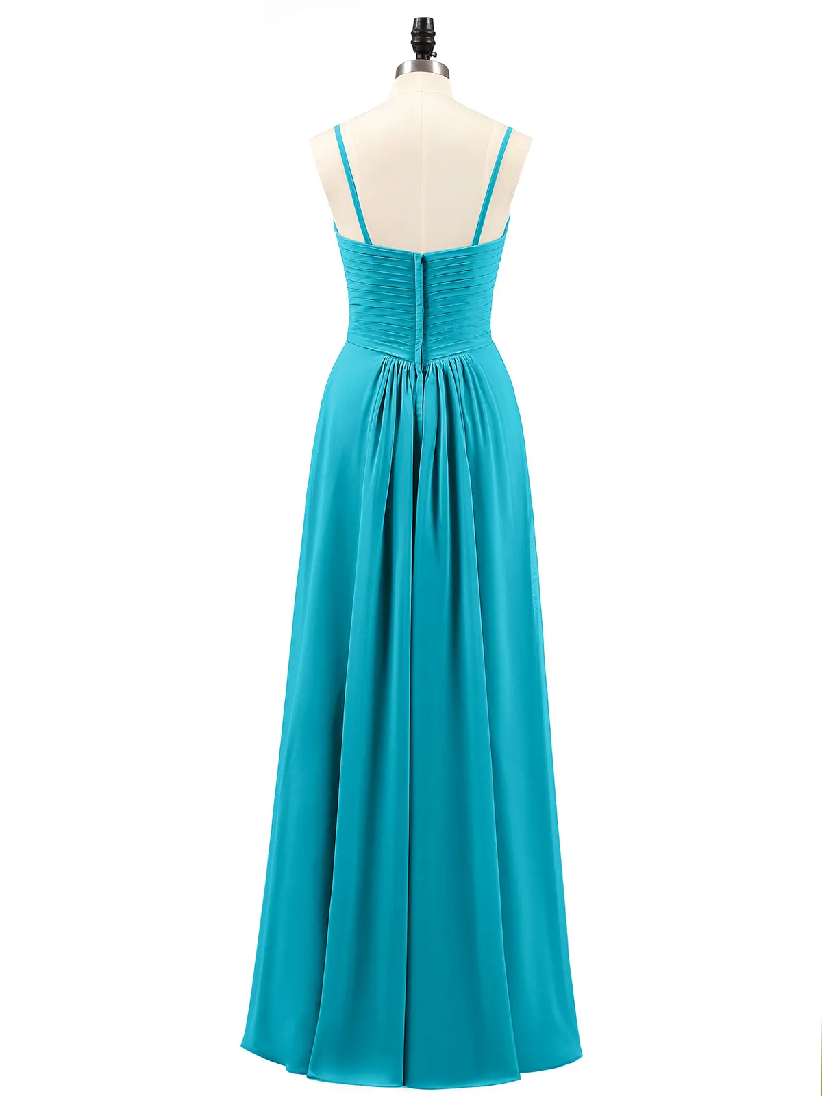 Chiffon Bridesmaid Dresses with Cascade Skirt-Jade