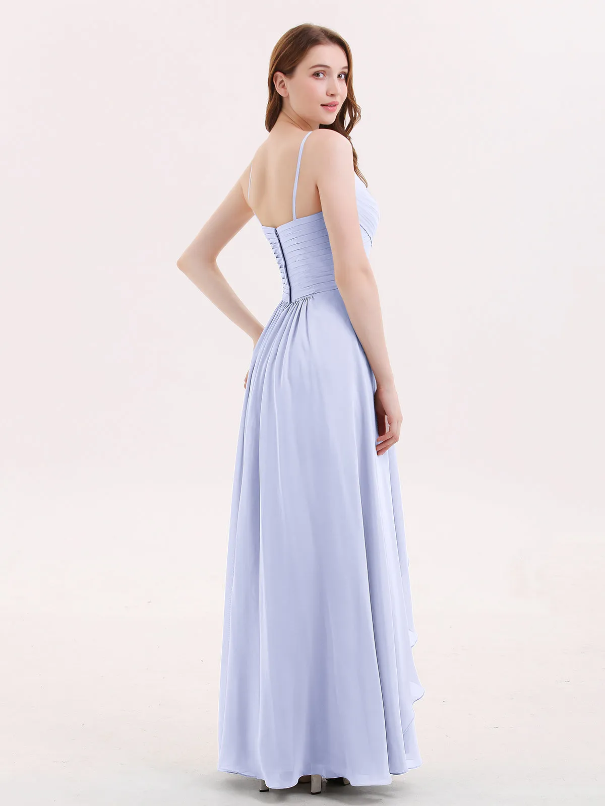 Chiffon Bridesmaid Dresses with Cascade Skirt-Lavender