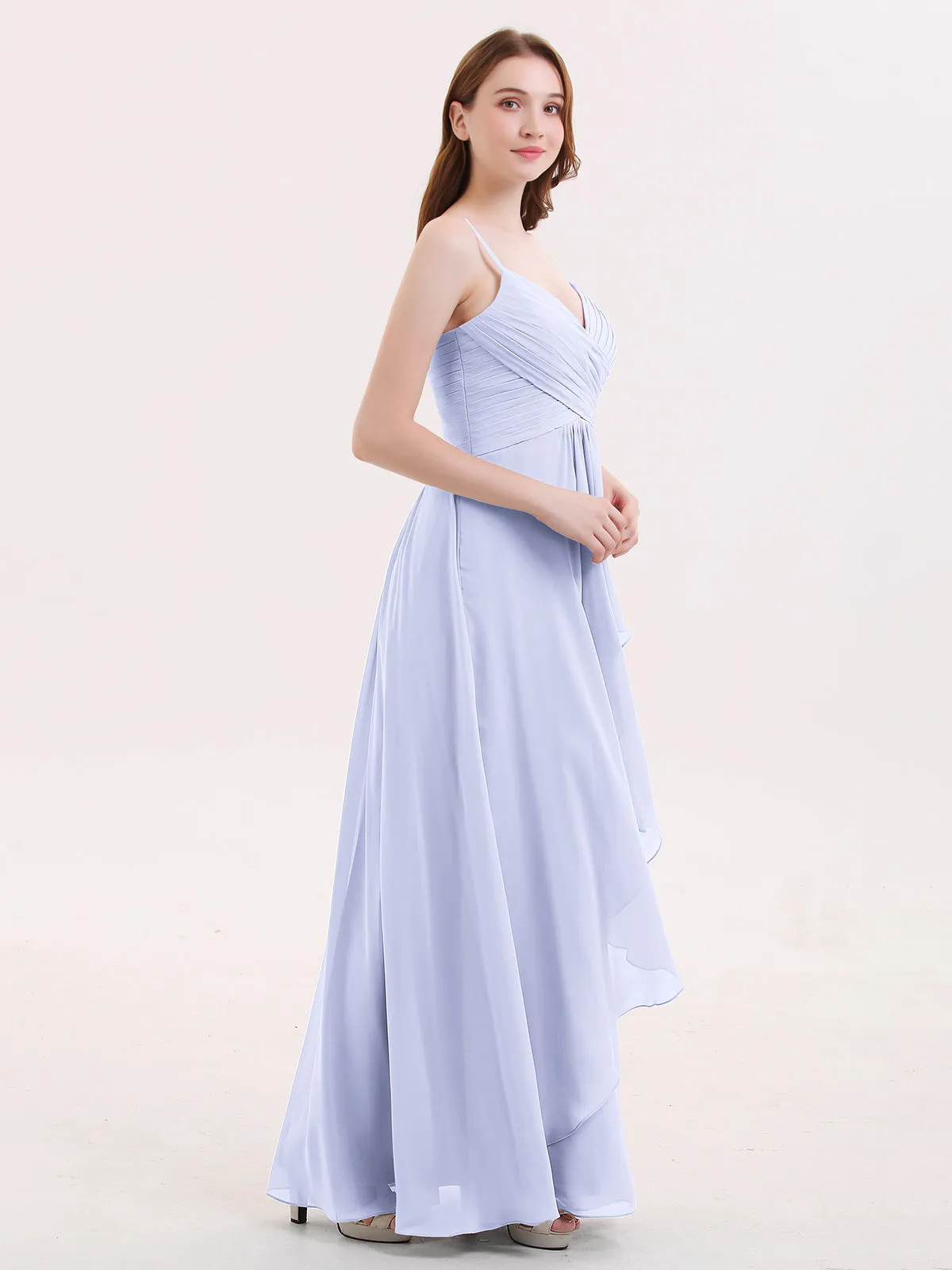 Chiffon Bridesmaid Dresses with Cascade Skirt-Lavender