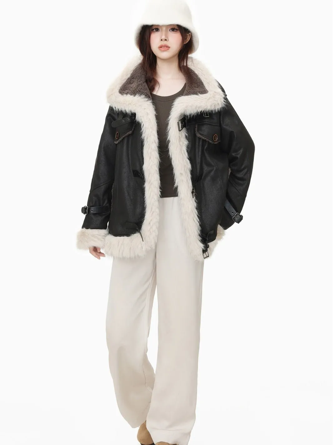 Complete Your Look with a Women's Shearling Leather Wool Coat