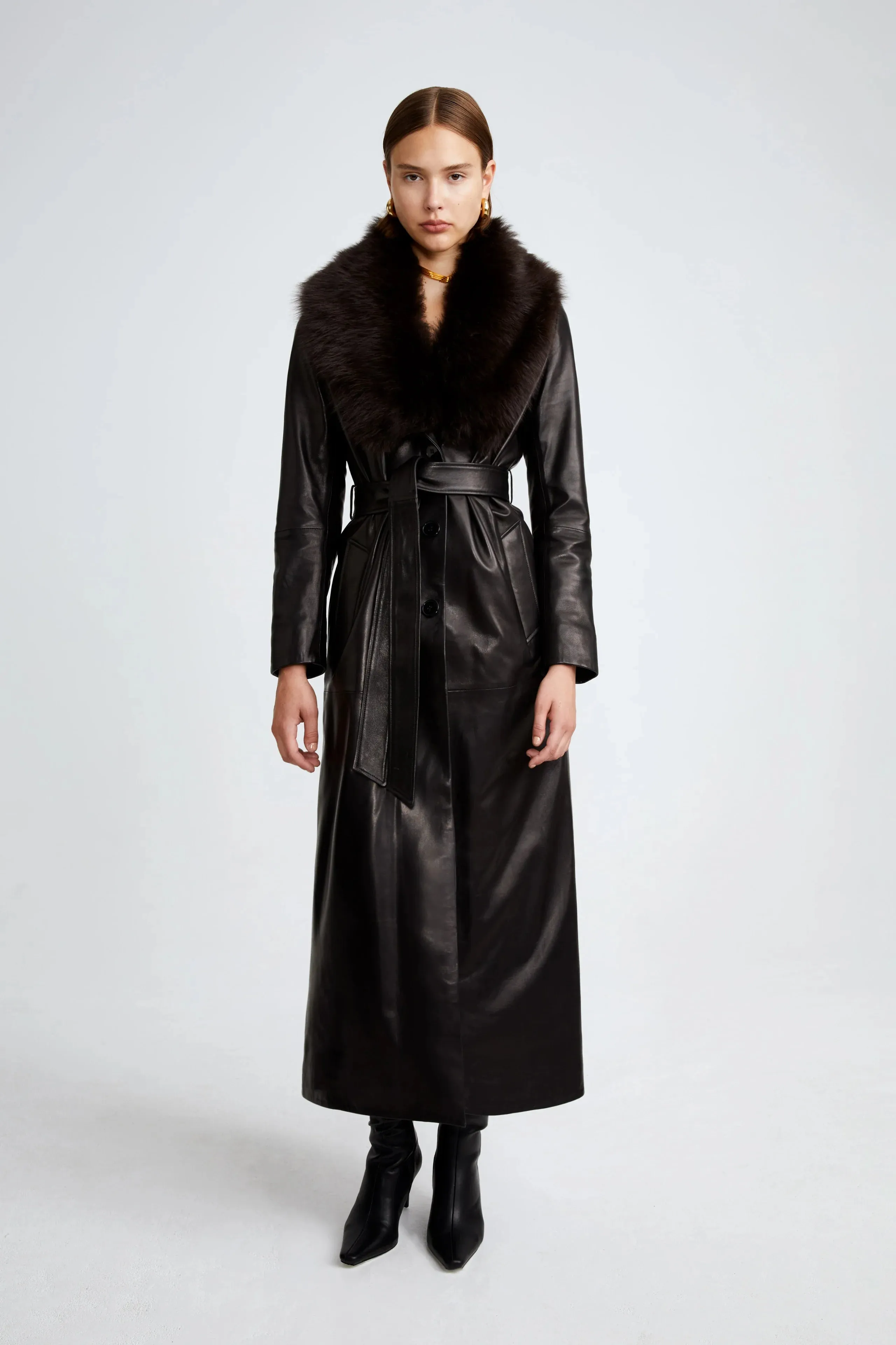 Dakota Coat - Black (Espresso Collar)