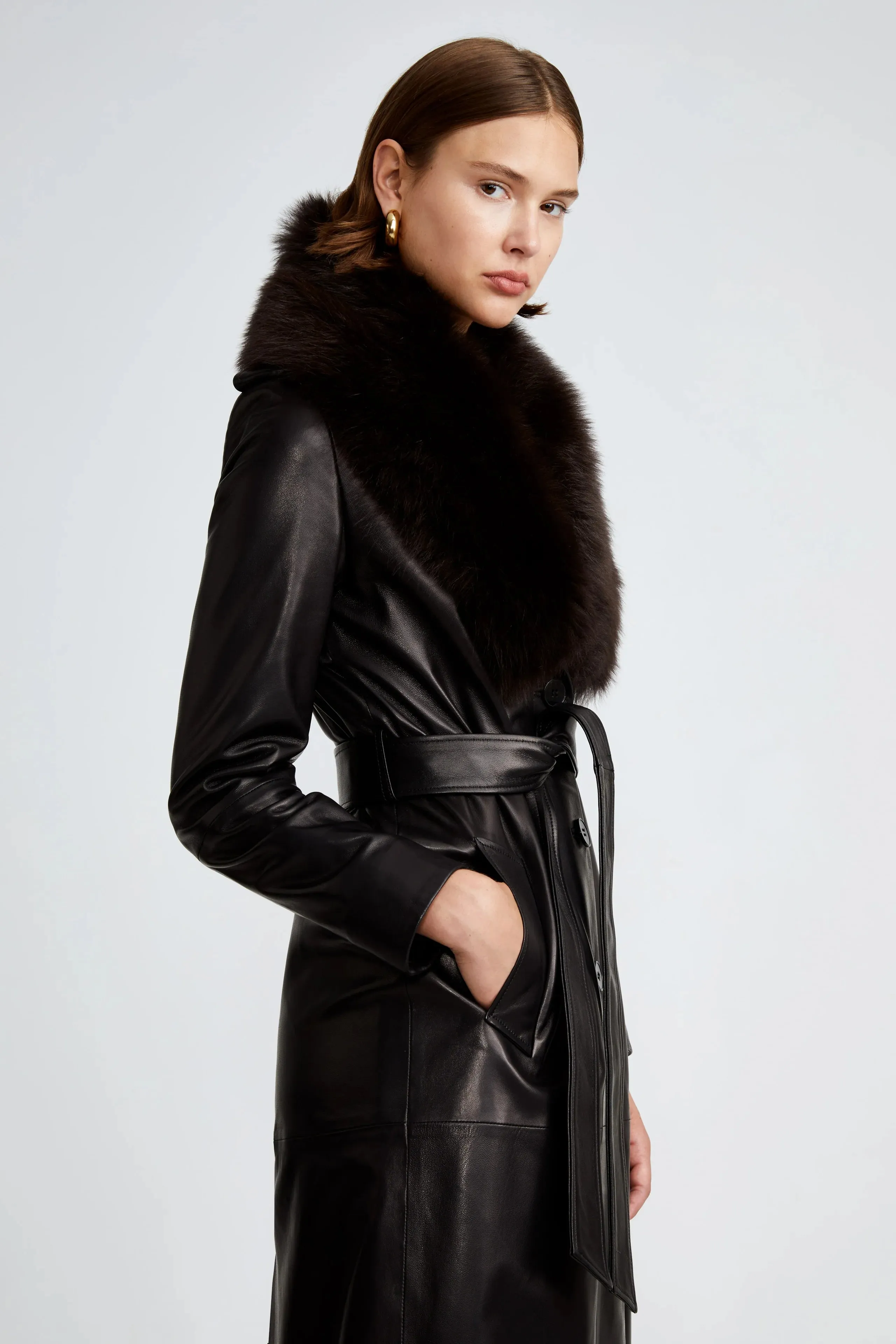 Dakota Coat - Black (Espresso Collar)