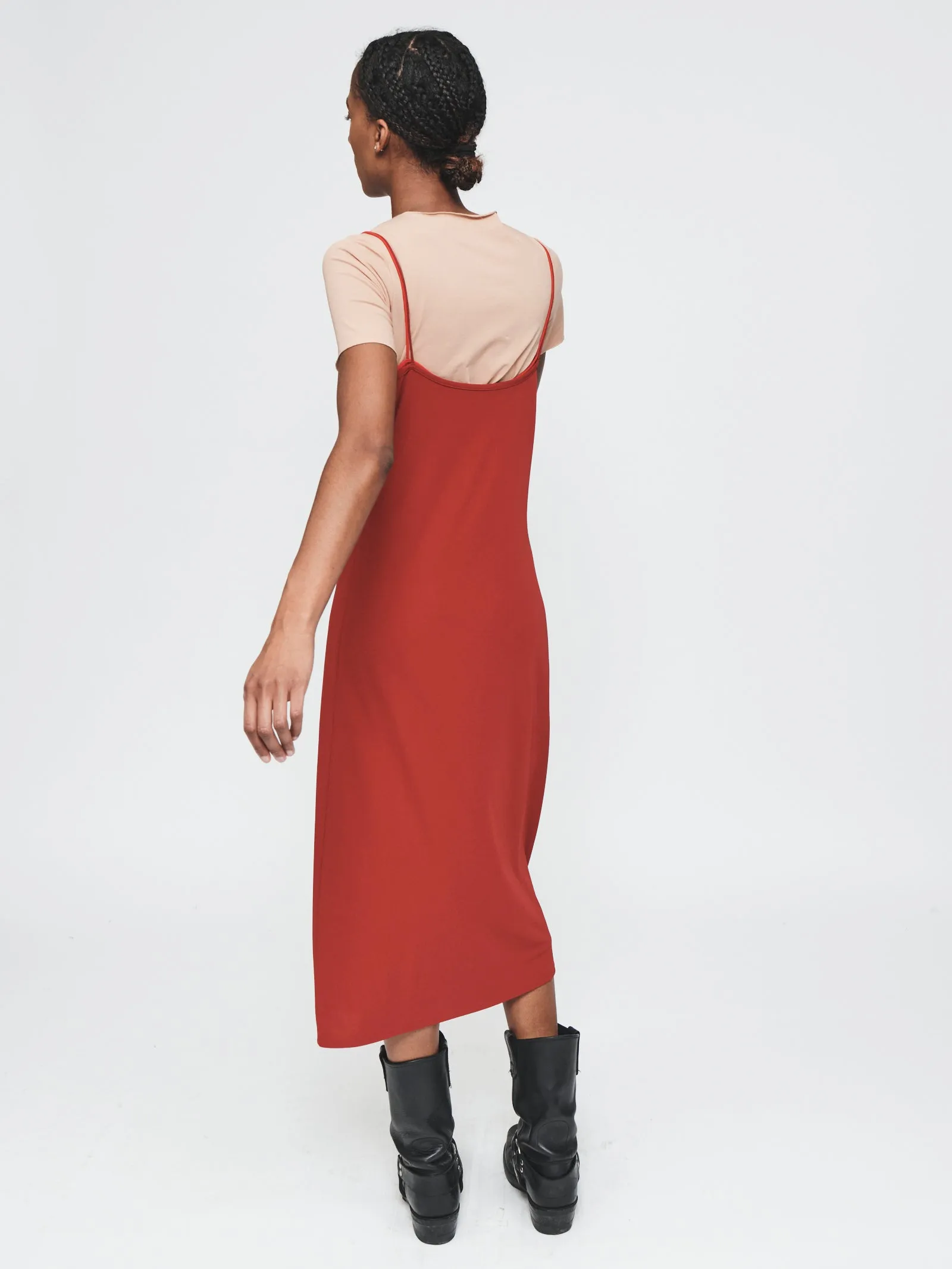 Double Layer Slip Dress in Brick