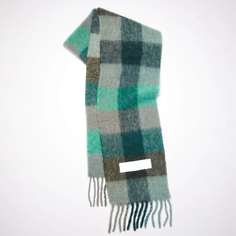 Europe latest autumn and winter multi color thickened Plaid women's scarf AC with extended Plaid shawl couple warm scarf