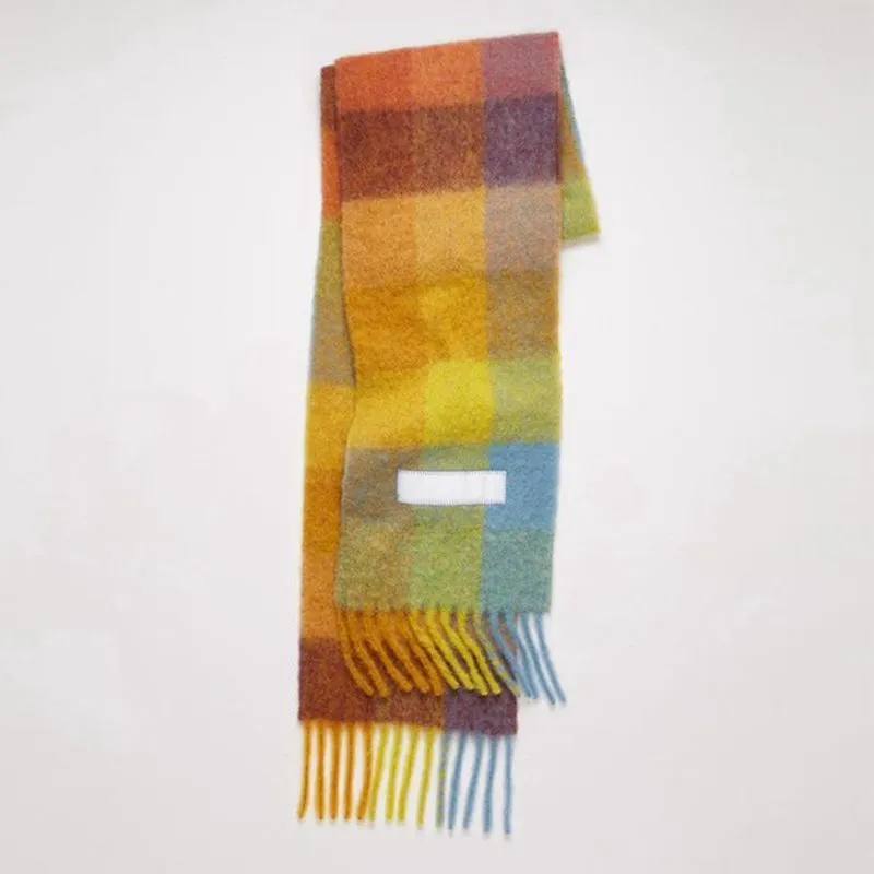 Europe latest autumn and winter multi color thickened Plaid women's scarf AC with extended Plaid shawl couple warm scarf