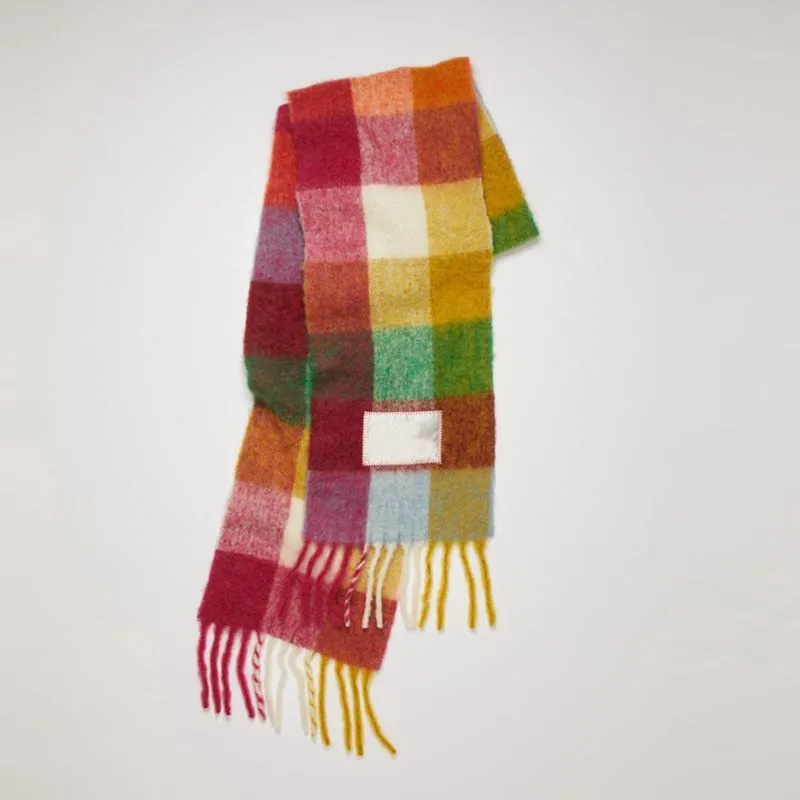 Europe latest autumn and winter multi color thickened Plaid women's scarf AC with extended Plaid shawl couple warm scarf