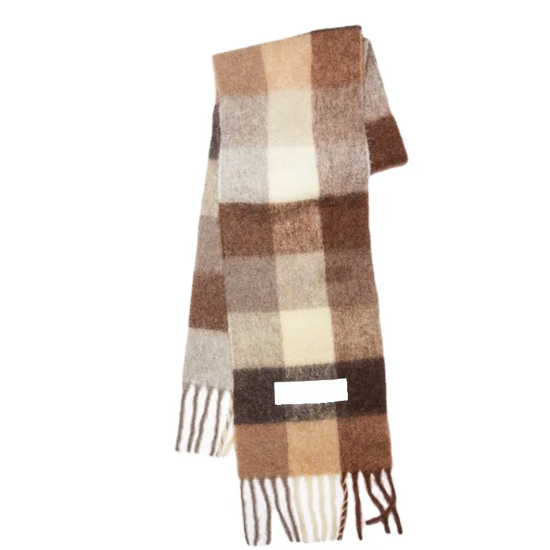 Europe latest autumn and winter multi color thickened Plaid women's scarf AC with extended Plaid shawl couple warm scarf