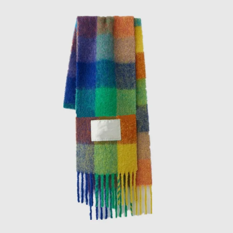 Europe latest autumn and winter multi color thickened Plaid women's scarf AC with extended Plaid shawl couple warm scarf