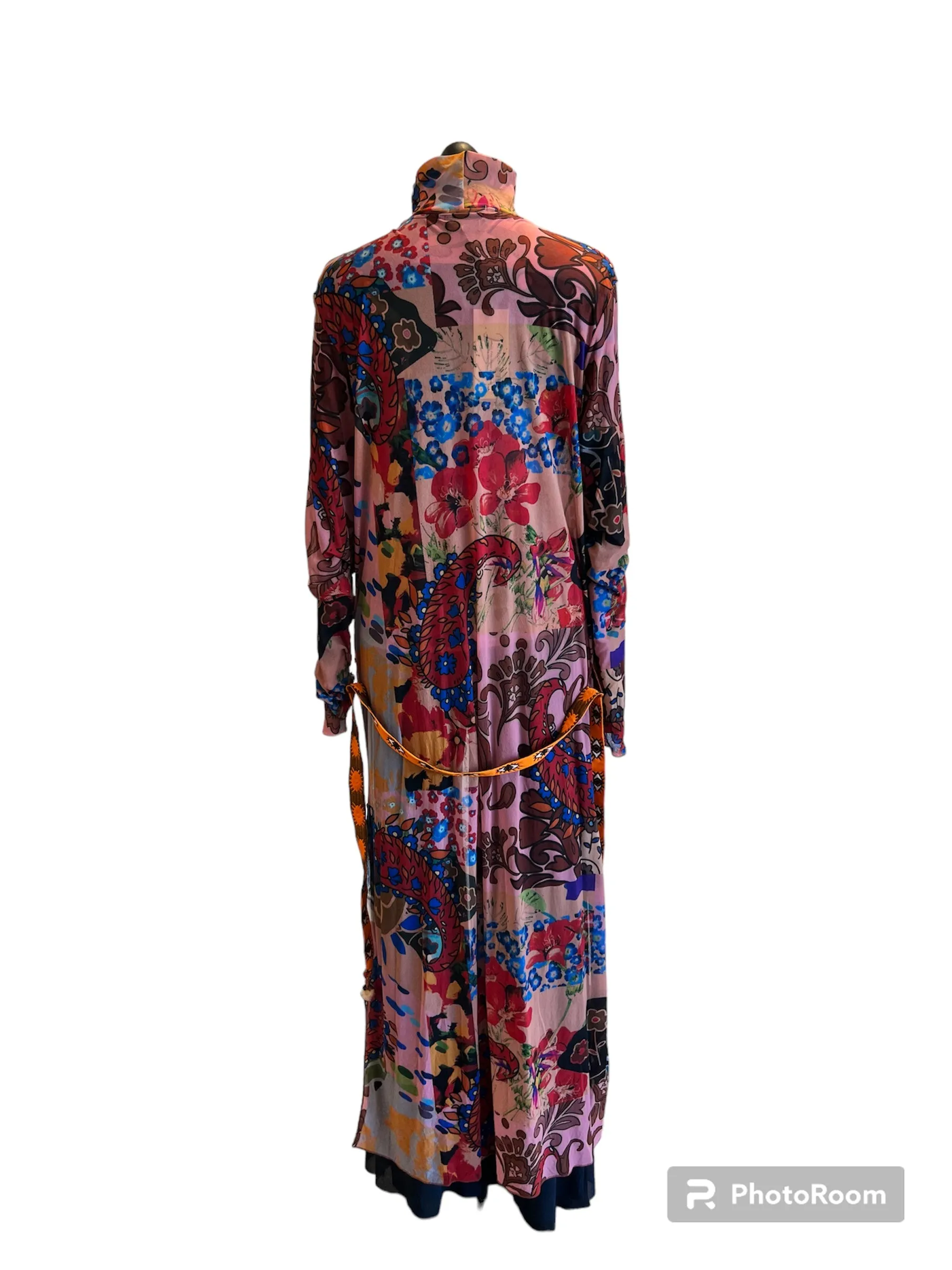 Floral collage Tie Front Kimono