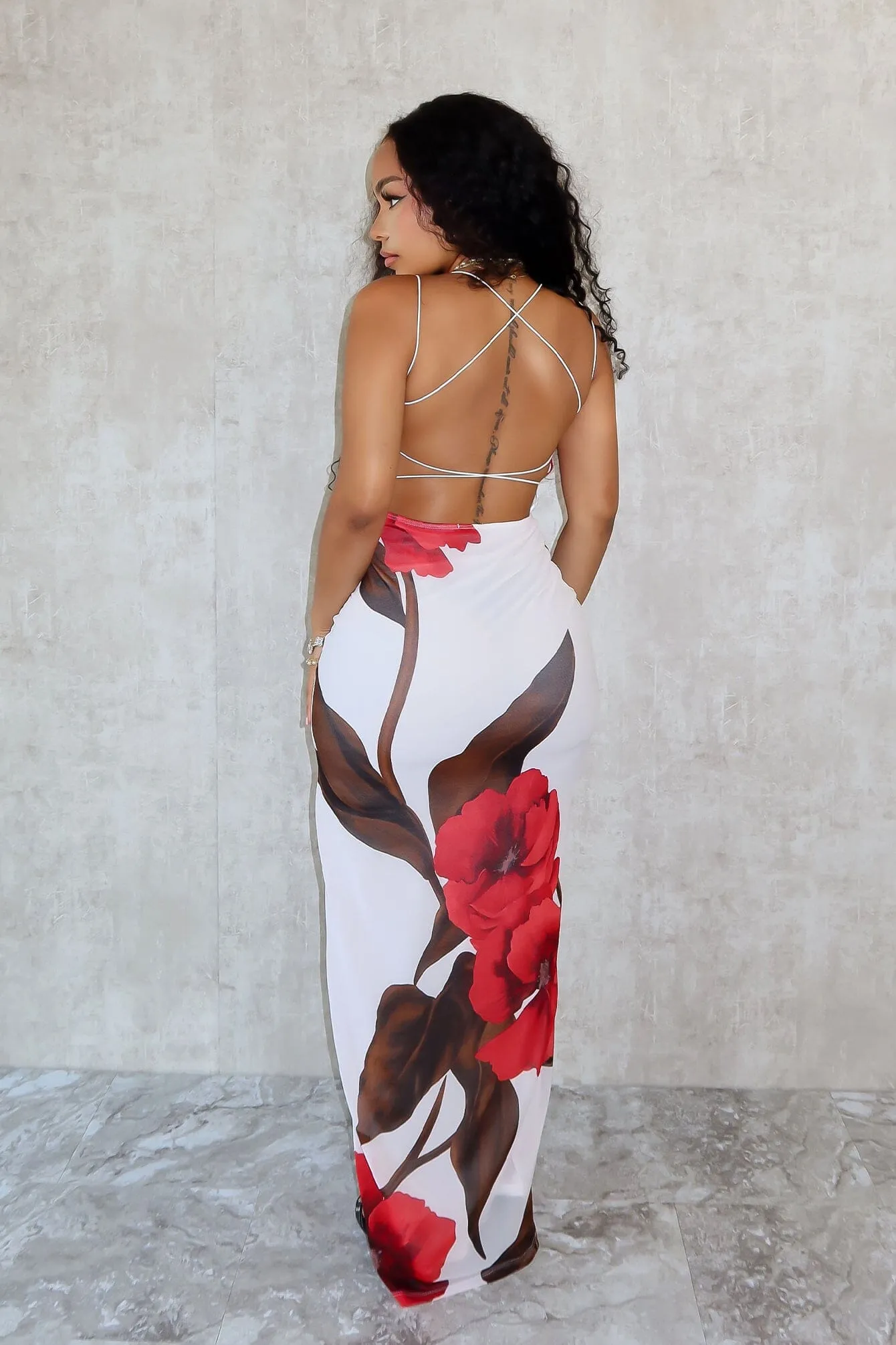 From Now On Mesh Print Maxi Dress