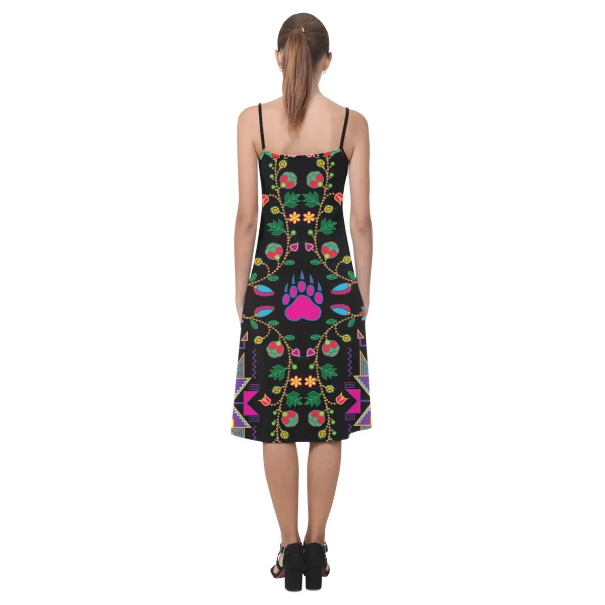 Geometric Floral Fall - Black Alcestis Slip Dress