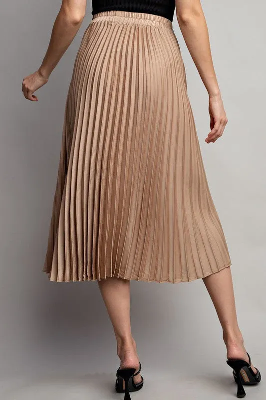 Gold Pleated Midi Skirt