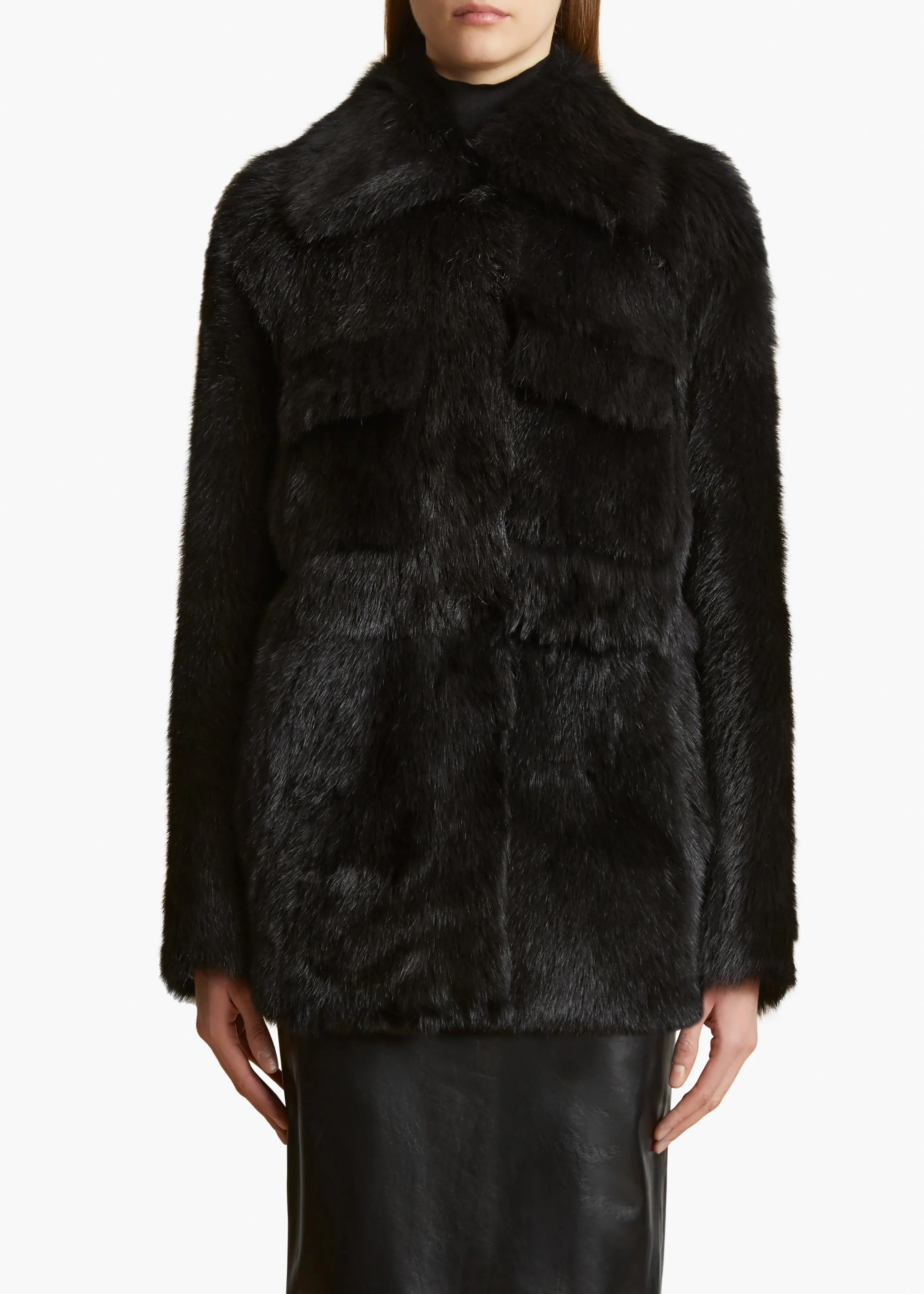 Iana Jacket in Black Shearling