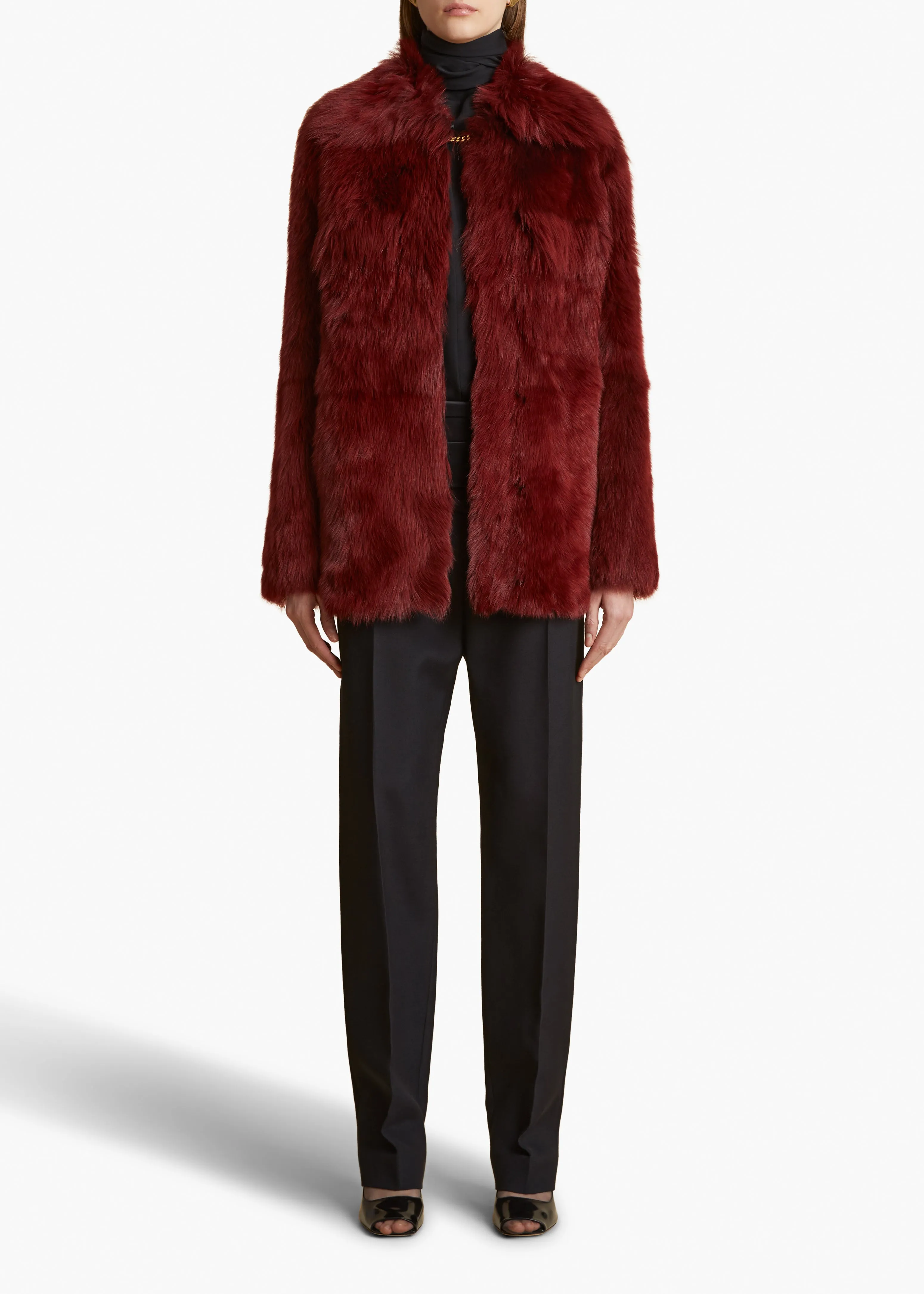 Iana Jacket in Oxblood Shearling