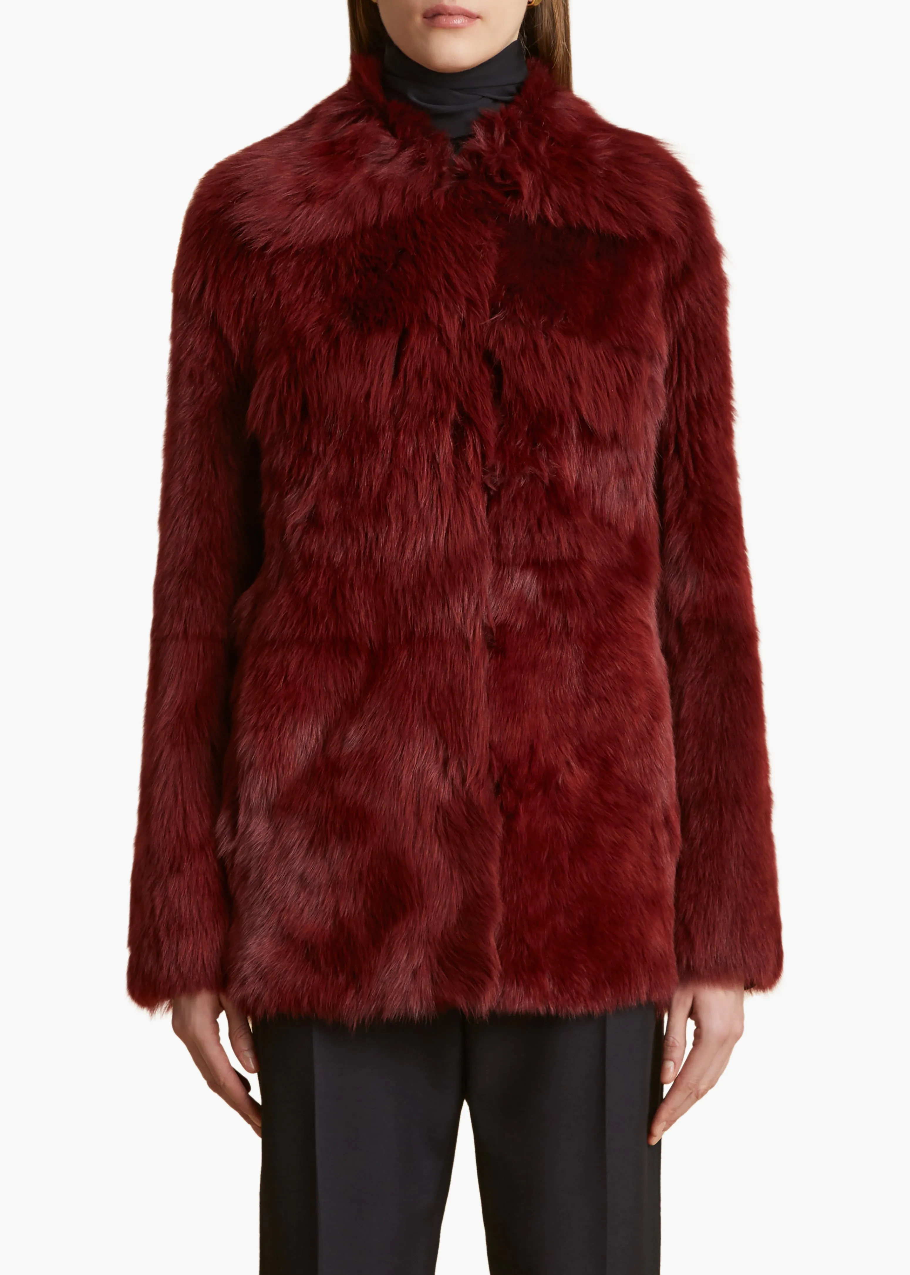 Iana Jacket in Oxblood Shearling