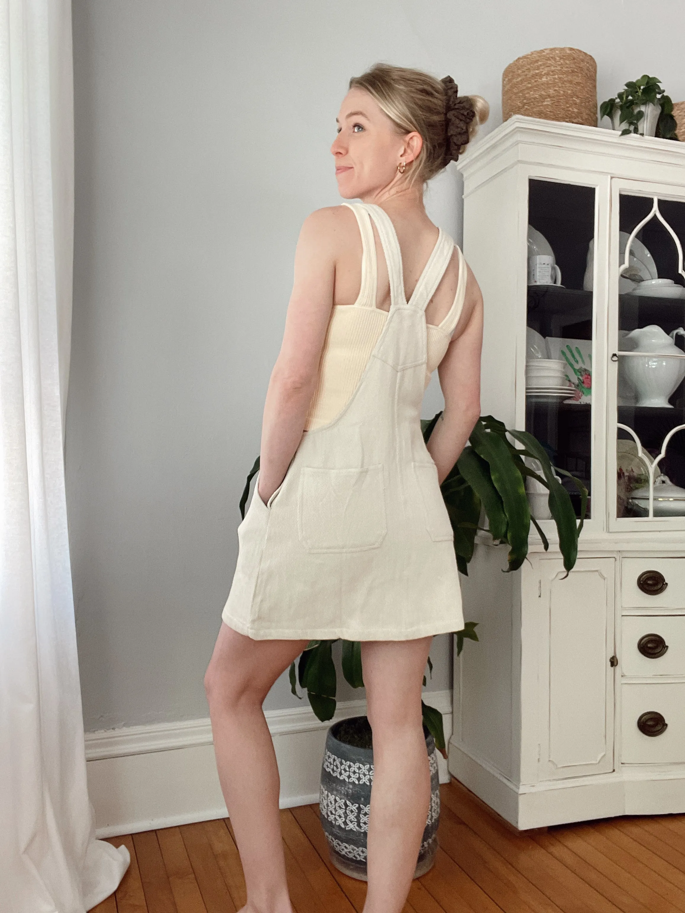 Izzy Beige Cotton Jumper Dress