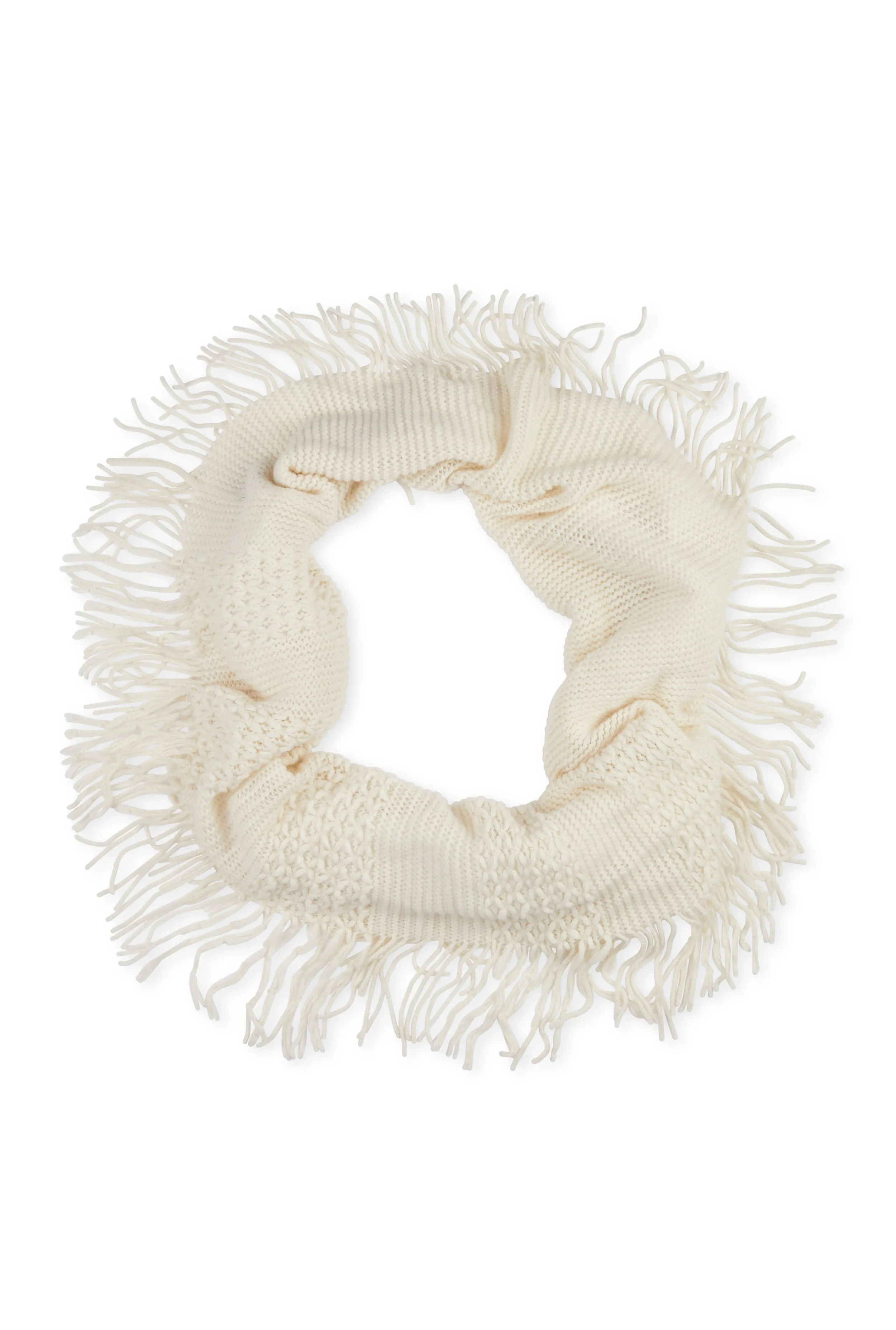 Knitted Fringe Infinity Scarf