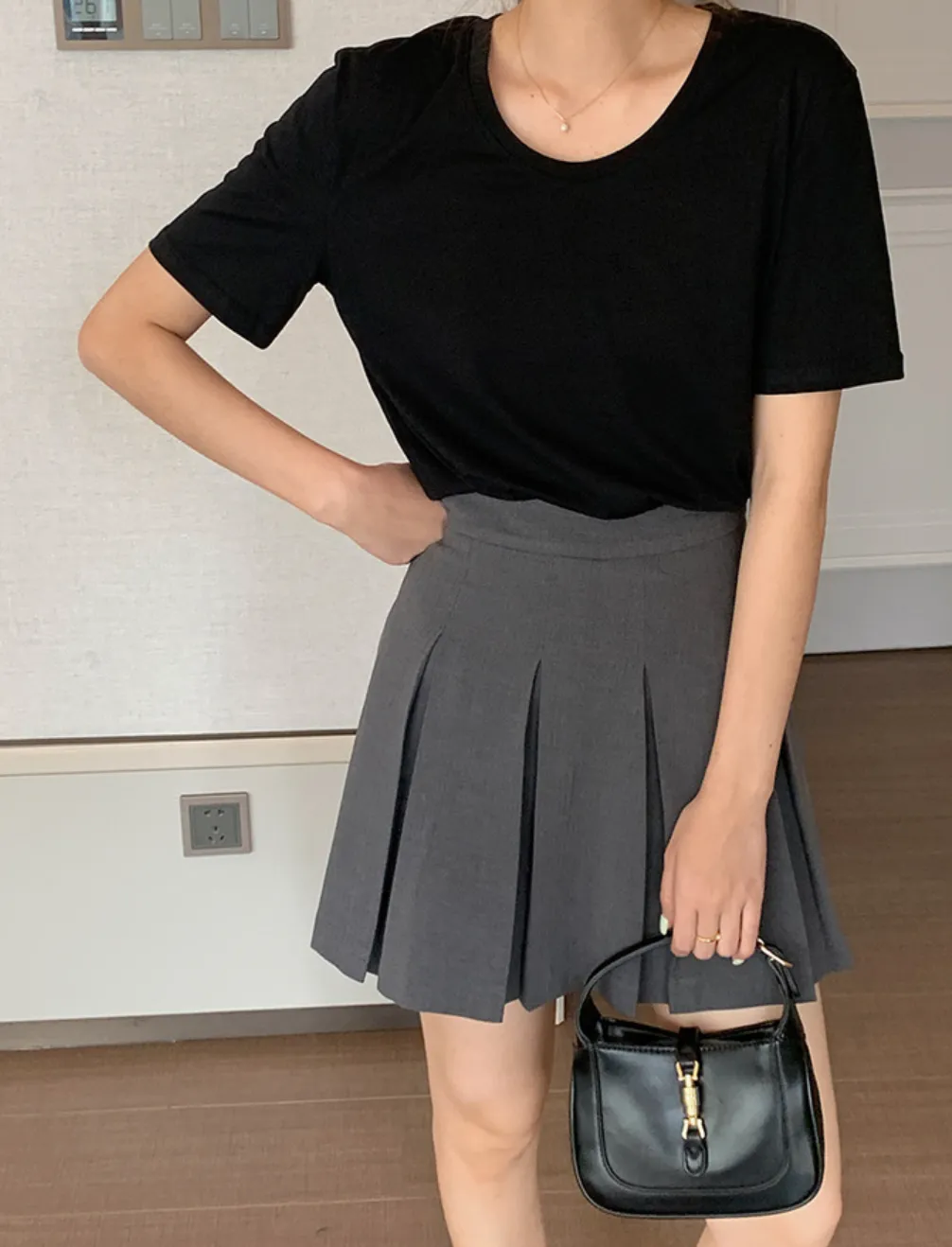 [Korean Style] High Waist Solid Color Tennis Mini Skirt