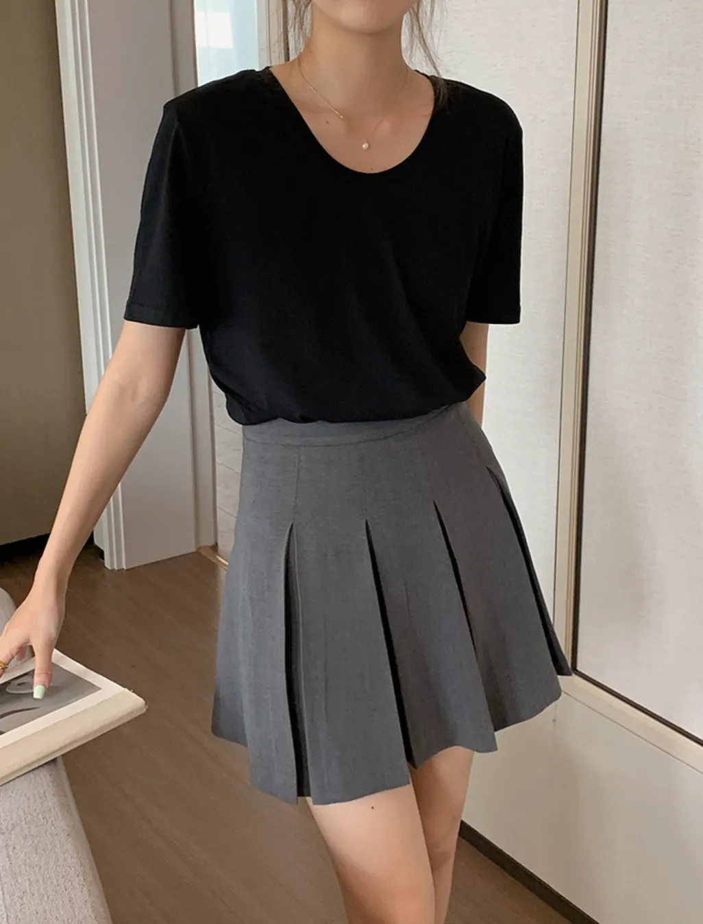 [Korean Style] High Waist Solid Color Tennis Mini Skirt