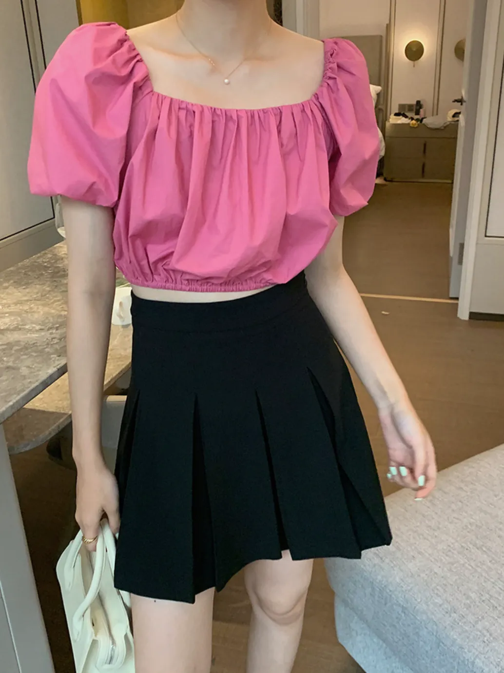 [Korean Style] High Waist Solid Color Tennis Mini Skirt