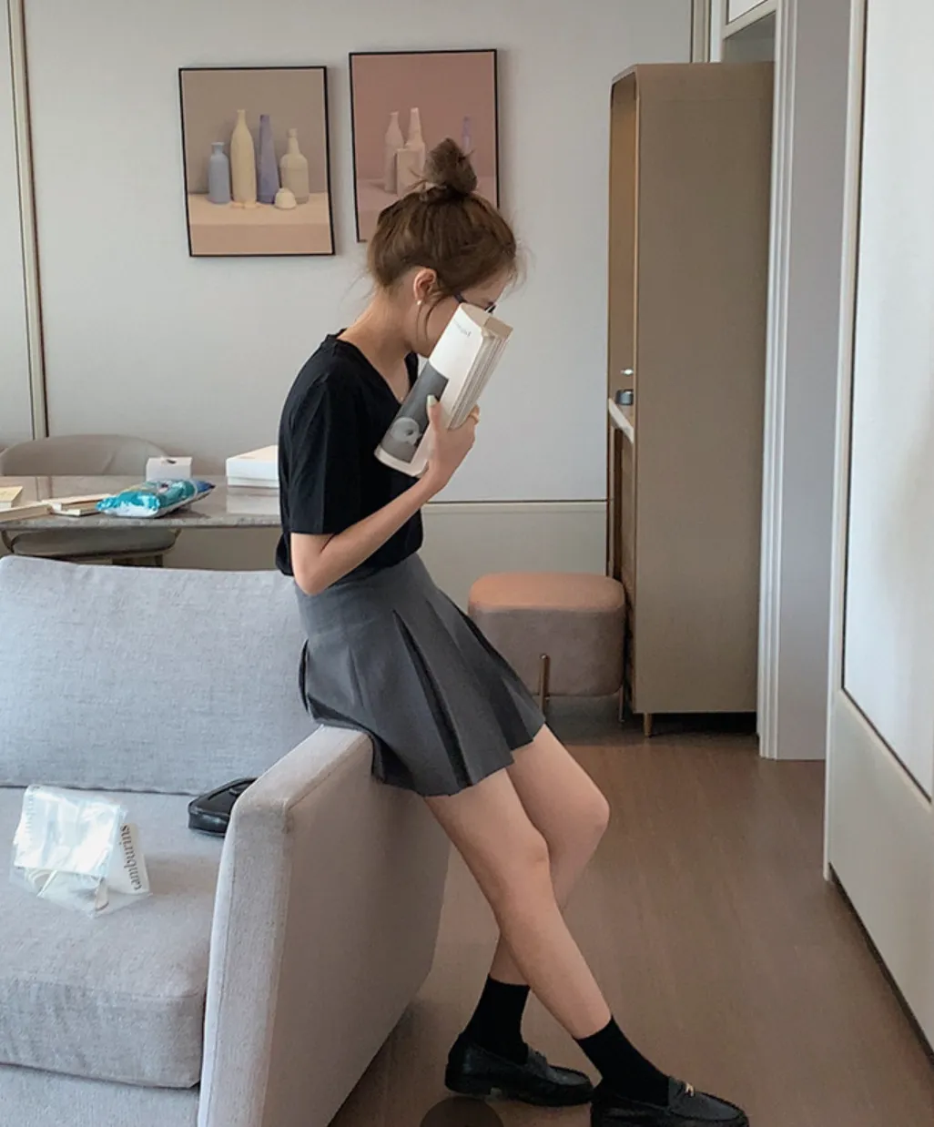 [Korean Style] High Waist Solid Color Tennis Mini Skirt