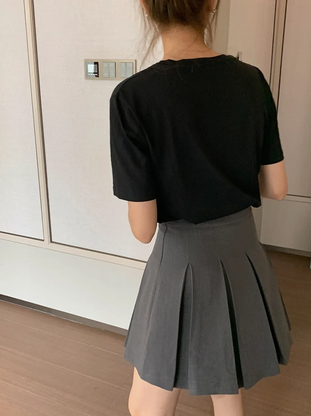 [Korean Style] High Waist Solid Color Tennis Mini Skirt