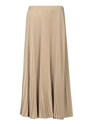 Long Beige Pleated Skirt