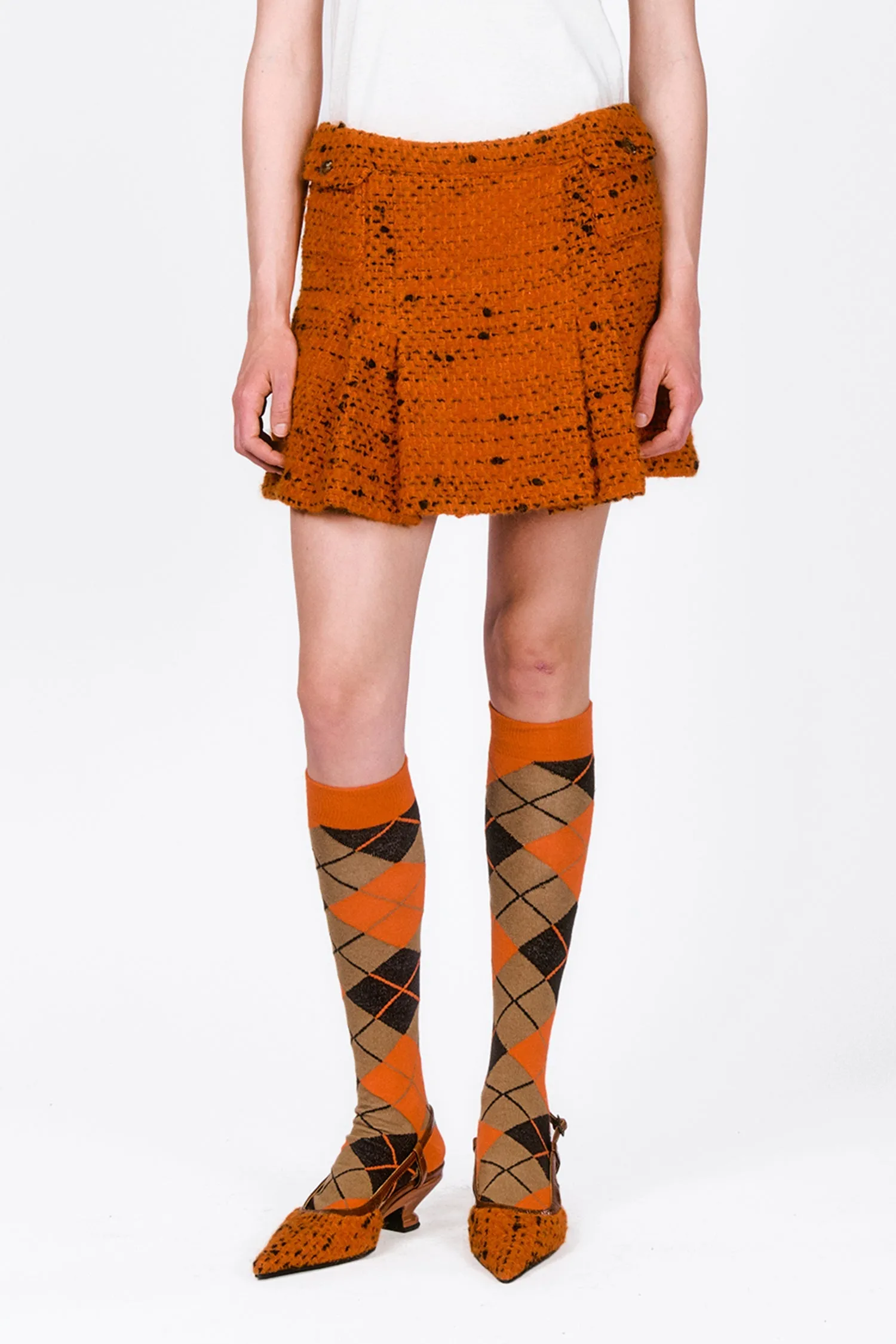 Marmalade Tweed Pleated Mini Skirt