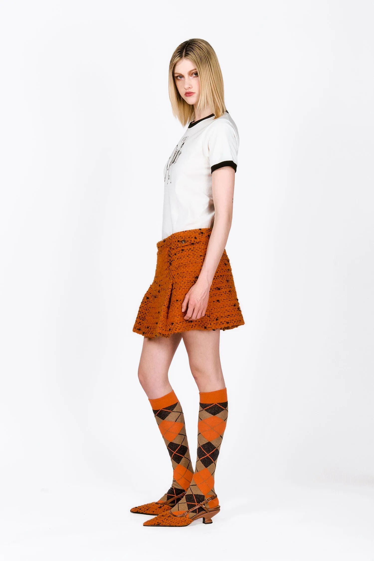 Marmalade Tweed Pleated Mini Skirt