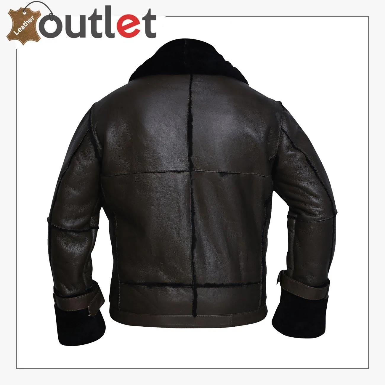 Men Black Bomber Shearling Jacket