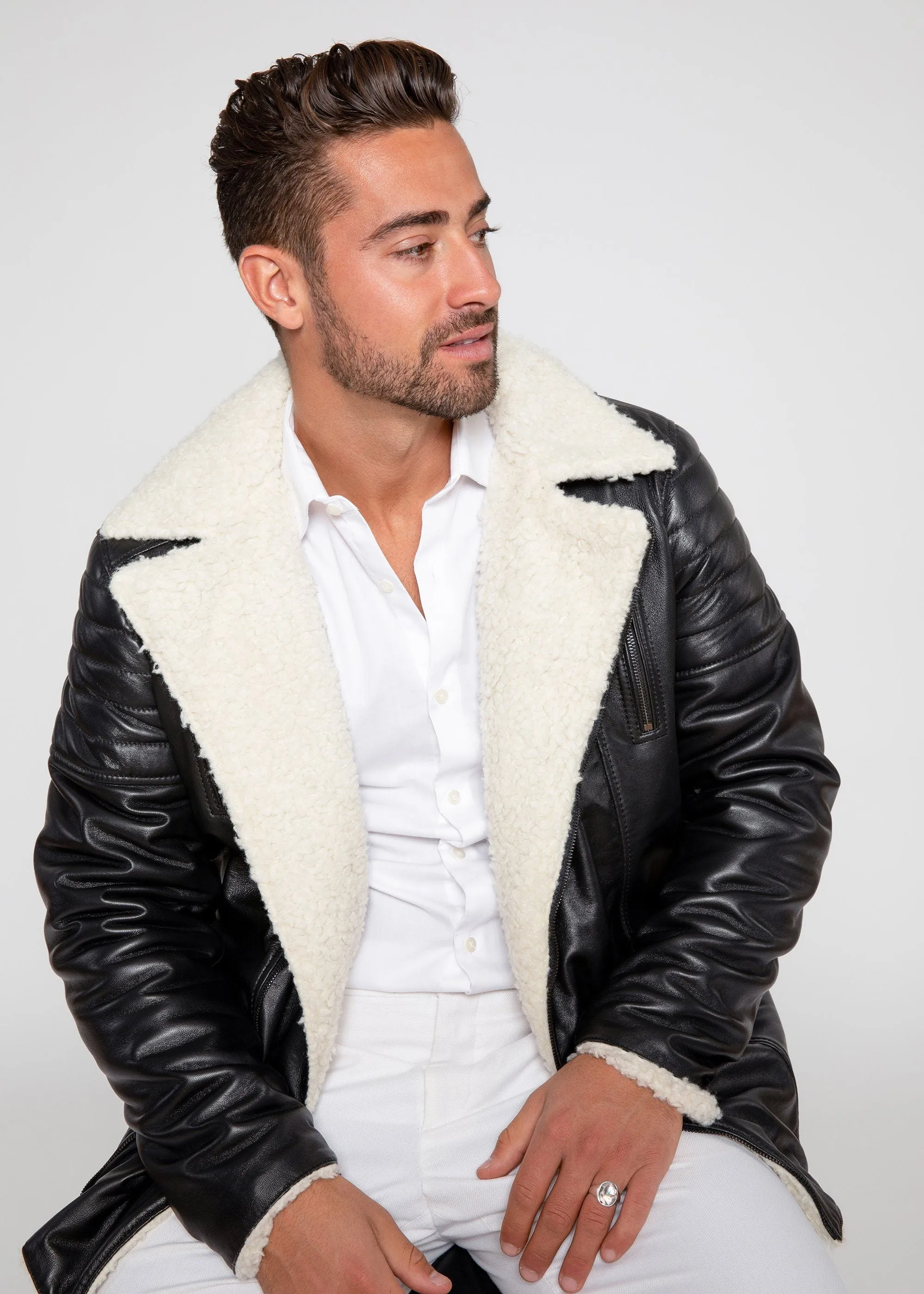 Men's Cosmo Shearling Curly Fur Leather Jacket