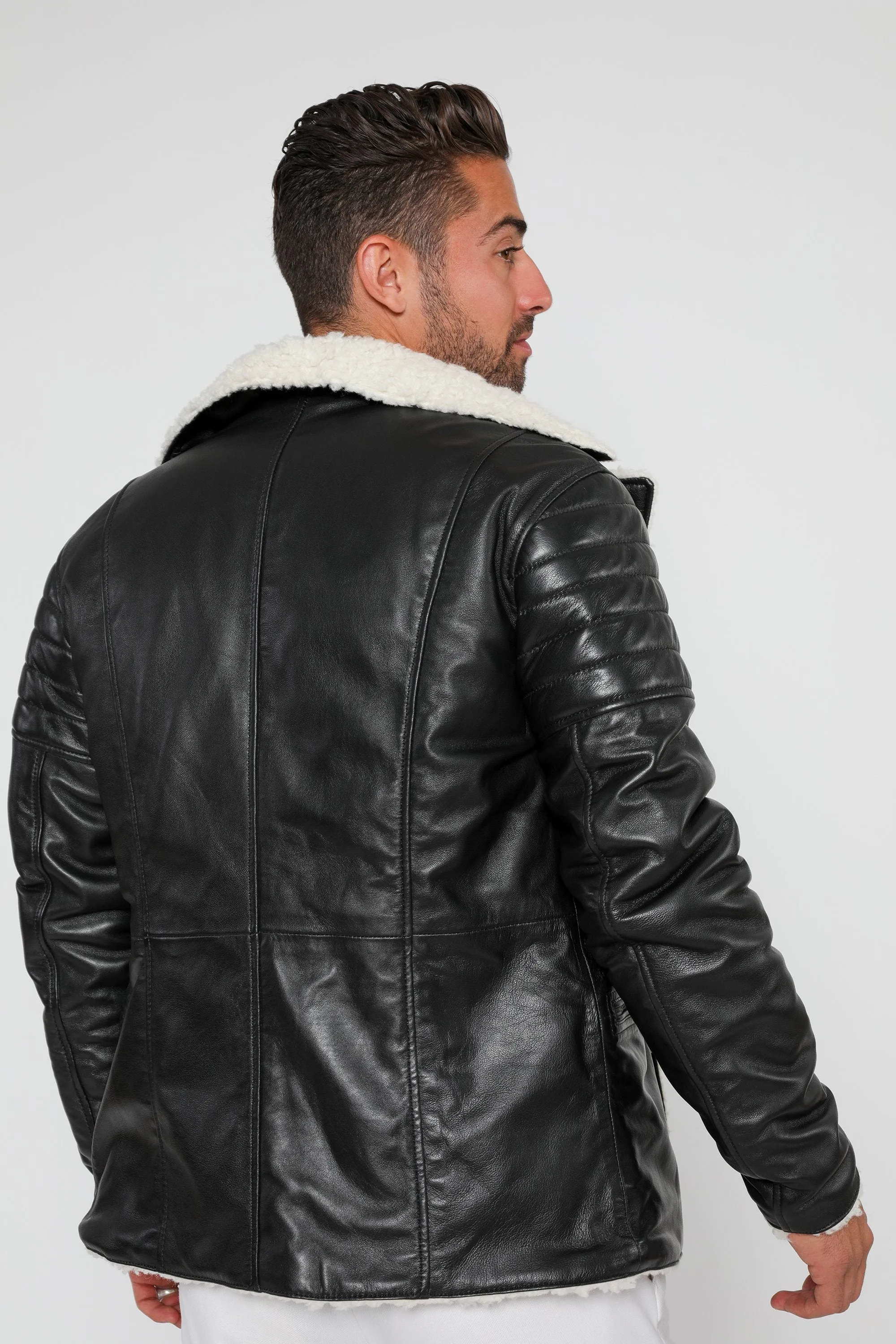 Men's Cosmo Shearling Curly Fur Leather Jacket