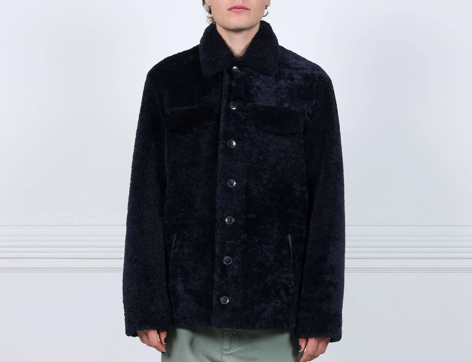 Mens Reversible Shearling Safari Jacket