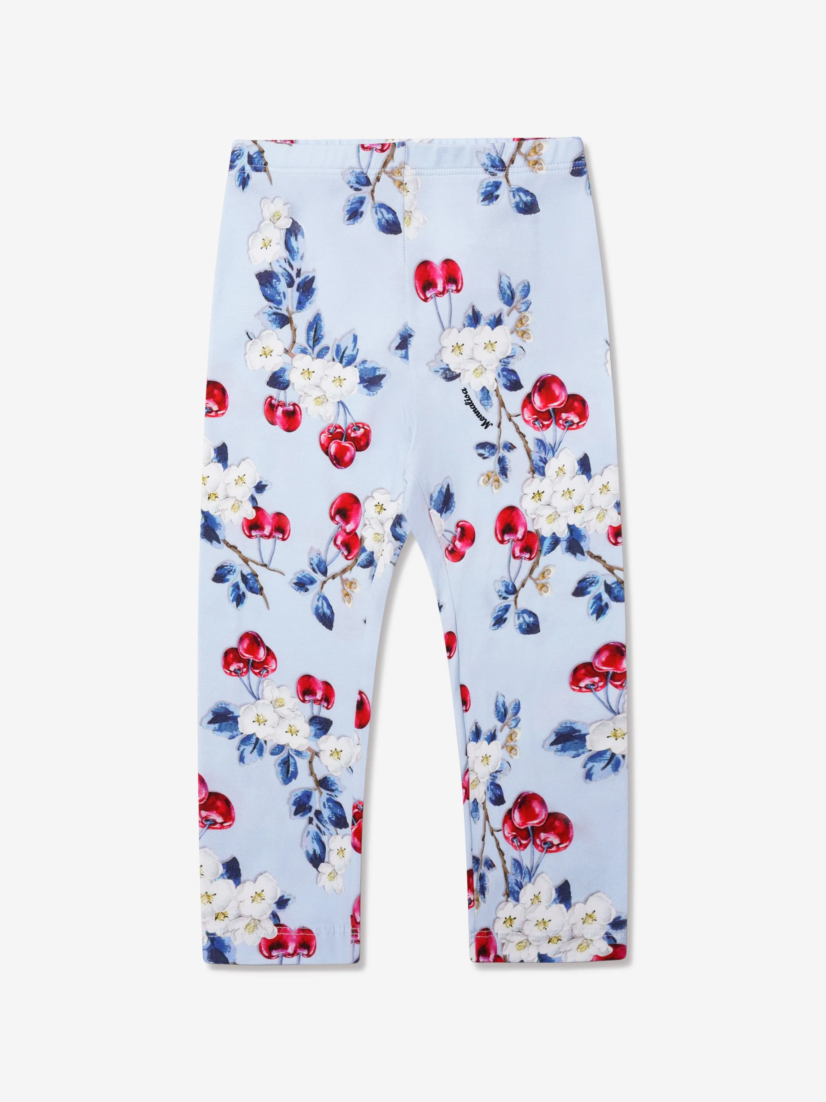 Monnalisa Girls Cherry Print Leggings In Blue