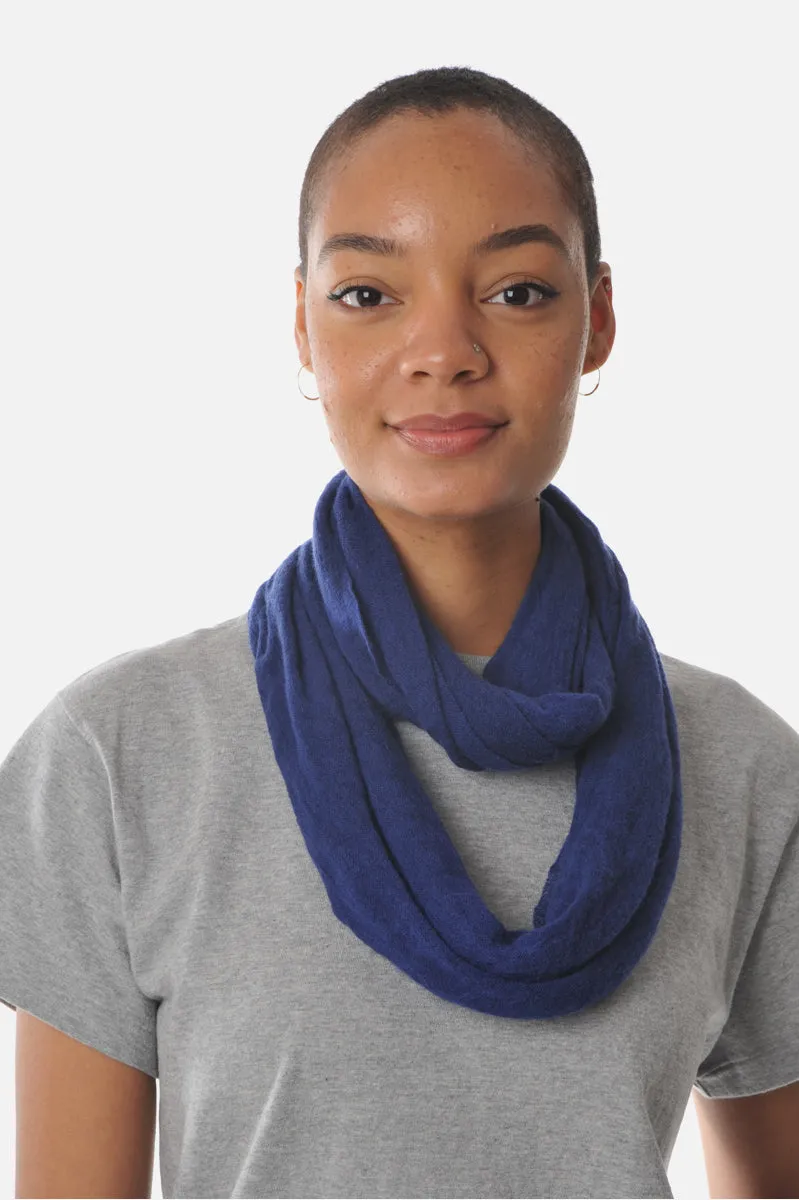 Navy Classic Knit Cashmere Tube Scarf