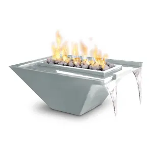 Nile Rectangular Fire and Water Bowl, Stainless Steel - Pool Feature