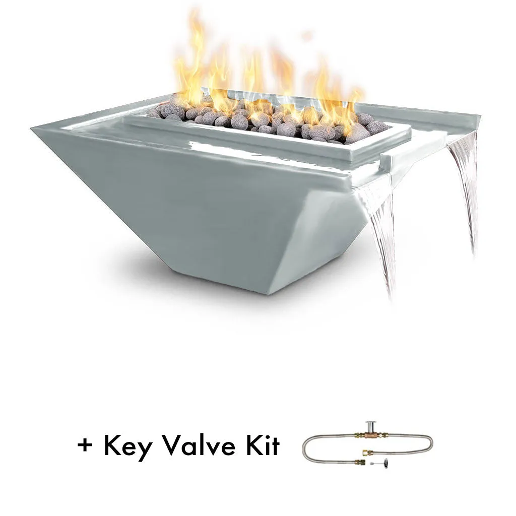 Nile Rectangular Fire and Water Bowl, Stainless Steel - Pool Feature