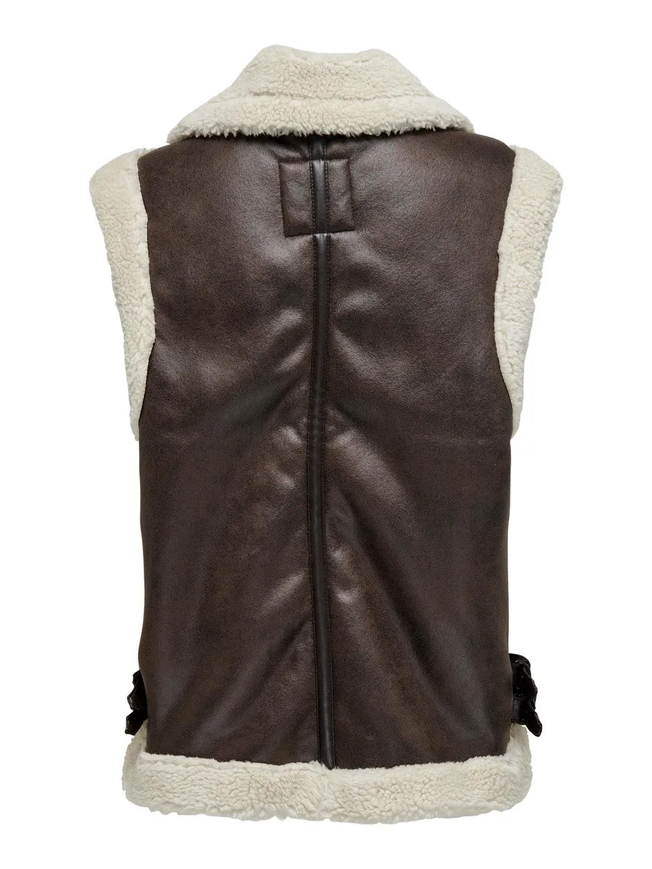 Onlbetty Faux Suede Waistcoat Otw - Bruin